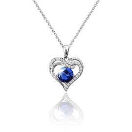Gerojery Birthstone Necklace for Women Mom Gold-Plated 925 Sterling Silver Heart Necklace Anniversary Birthday Jewelry Gifts for Women Mom Grandma and Her Wife