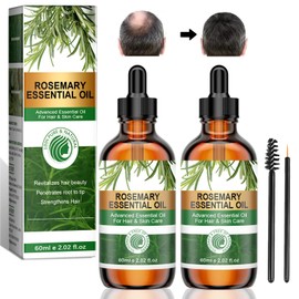 2 Stück ätherisches Rosmarinöl,Rosmarinöl Haare,Rosmarinöl für Haare und Kopfhaut, für Hautpflege, Aromatherapie and DIY, für Männer,Frauen(2 * 60ml)