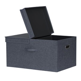 BinWhiz Trunk Organizer, 23.4 x 15.7 x 11.8 inch, 70L Large Capacity Storage Box with Lid for Cars, SUVs, RVs, 2-Compartment Collapsible Trunk Organizer, Dark Gray