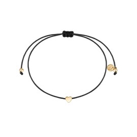 Glanzstücke München Women's Textile Bracelet Black Heart Yellow Gold-Plated Sterling Silver 15-22 cm - Bracelet with Pendant Fabric Ribbon Bracelet Textile, Silver, without stone