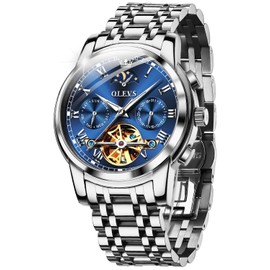 OLEVS Mens Automatic Watches Skeleton Mechanical Self Winding Luxury Fashion Dress Wrist Watch Luminous Waterproof