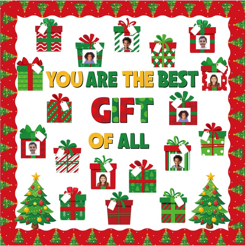 Moinchore 86 Pcs Christmas Bulletin Board with Christmas Tree Borders