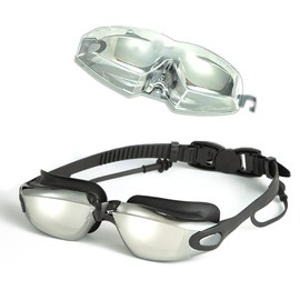 HSTWODE With Prescription Adult Swimming Goggles, Black Adult Anti-Fog UV Protection Swimming Goggles Suitable for Men and Women (-6-600)