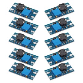 10 Packs DC-DC Boost Converter, 2A Adjustable Module Voltage Regulation Board, with an Input Voltage ranging from 2V to 24V and an Output Voltage ranging from 5V to 28V (Without USB Connector).