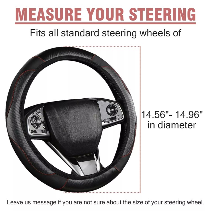 DONWELL For Toyota Car Steering Wheel Cover Carbon Black Leather