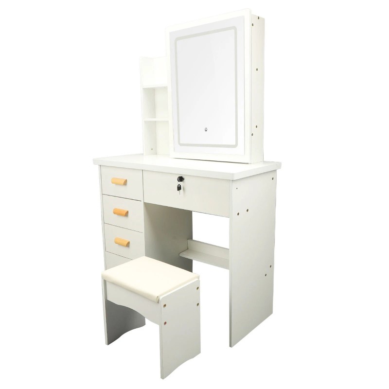 Dressing Table Vanity Table Elegant Lighted Mirror With Drawers Shelves