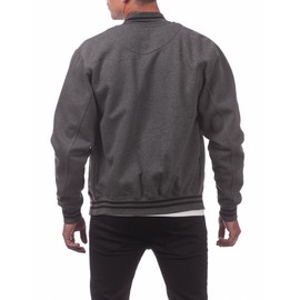 Pro Club Men's Varsity Fleece Baseball Jacket, Charcoal/Charcoal, Medium