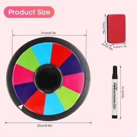 Towwoo 10 Inch Wheel of Fortune Toy, Wheel of Fortune for Spinning 25 cm with Non-Slip Base, 8 Colour Compartments for DIY with Editable Fields, DIY Price Wheel for Carnival Parties