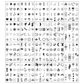 20 Sheets 300PCS Tiny Small Temporary Tattoos Stickers For Women Men Finger Hands,Realistic Black Long Lasting Waterproof Fake Temp Tattoo For Adult Kids Body Finger Neck Decation Q721