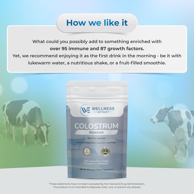 Wellness Extract Bovine Colostrum Powder Rich in Protein & Lactoferrin-
