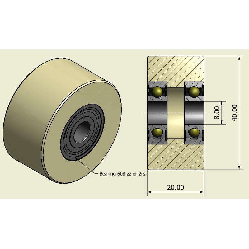 Smart Machines 4 x Nylon Polyamide Wheels Diameter 40mm Width
