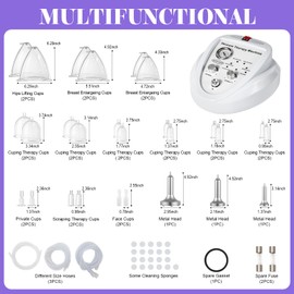 AHULIN Vacuum Therapy Cupping Machine with 24 Cups and 3 Grease Massage Heads,Adjustable Suction and 6 Modes for Beauty Salons, Hospitals, Spas