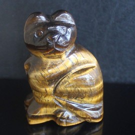 1.6'' Hand Carved Mixed gemstom Crystal cat Animal Figurine Animal Carving (Golden Tiger Eye 2)