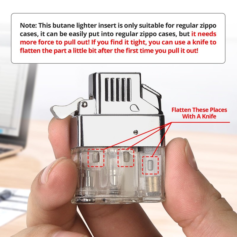 Coldown Butane Lighter Insert, Windproof Gas Lighter with Dual Torch