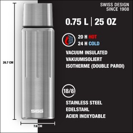 SIGG - Insulated Water Bottle - Thermo Flask Gemstone IBT Obsidian - With Cup - Leakproof - Lightweight - BPA Free - 18/8 Stainless Steel - Obsidian - 0.5L, Selenite