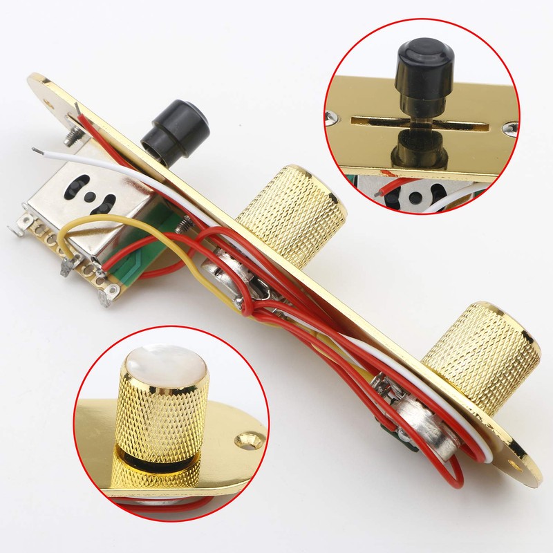 Unxuey Guitar Gold 3 Way Fully Loaded Control Plate Prewired