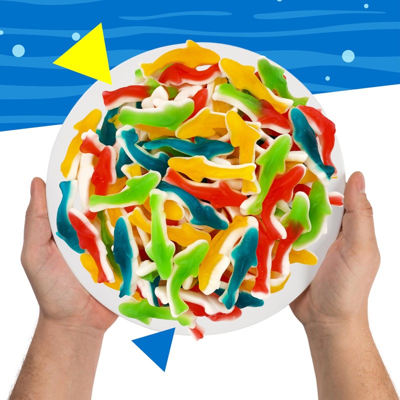 Gummy Sharks Candy, Mixed Fruit Flavors (1 Pound Bag)