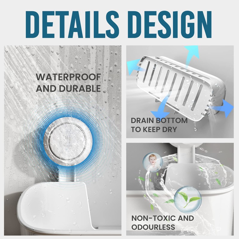 TAILI Suction Shower Caddy, Wall Mounted Bath Organizer Shelf for