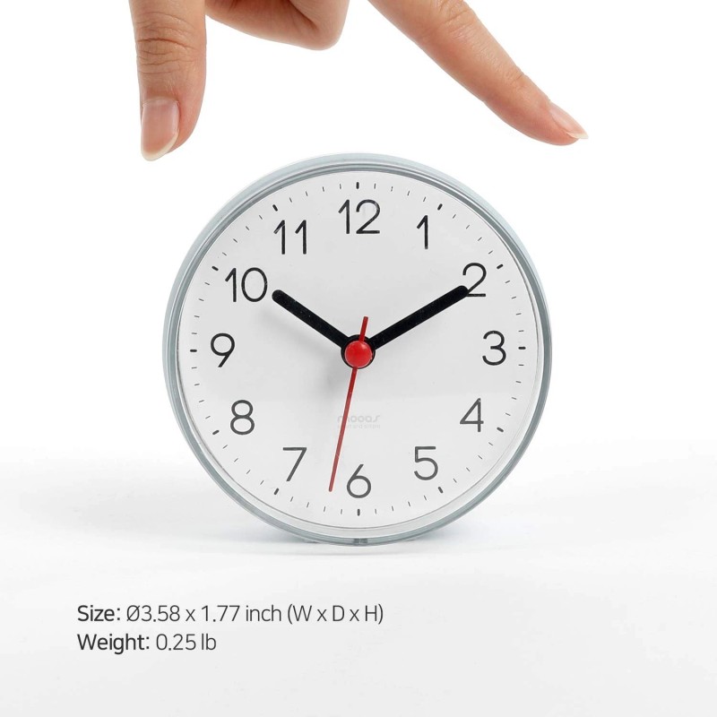 mooas 2WAY Silent Waterproof Bathroom Clock, Shower Clock, Wall Clock,