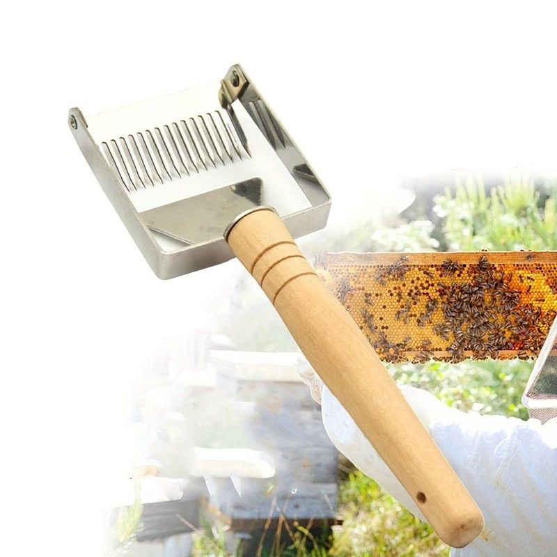 AIMALL Stainless Steel Honey Uncapping Fork with Wooden Handle Beekeeping