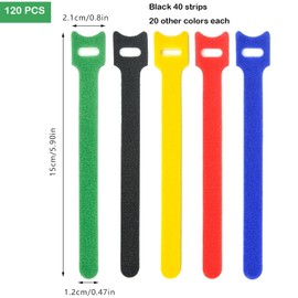 120 Stück Kabelbinder Klett 150x12mm Klettband Kabelbinder Kabelbinder Bunt, Kabelbinder Wiederverschließbar Kabel Organizer, Kabelbinder Klettverschluss Für Hause Und Büro Fünf Farben