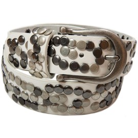 styleBREAKER 03010008 Women's Rivet Belt with Different Studs, Faux Leather Belt, Plain Women's Belt Can Be Shortened, White
