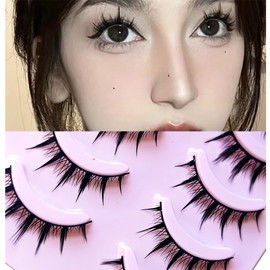 SIVZUMO 10 Pairs of False Eyelashes, Ciglia Finte, Anime Fake Lashes, Manga Lashes, Natural Eyelashes, Wispy, Artificial Eyelashes, Mink Spiky Wispy False Eyelashes, Look Artificial Eyelashes