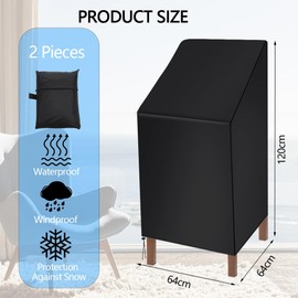 2 Piezas Fundas para Sillas de Patio, Fundas para Sillas de Césped, Fundas para Sillas de Exterior Impermeables, Fundas de Asiento Profundo de Patio Resistente, Funda Apilable para Silla de Patio