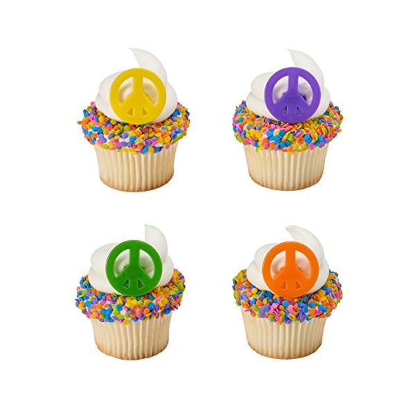 DecoPac Peace Sign Cupcake Rings - 24 Count