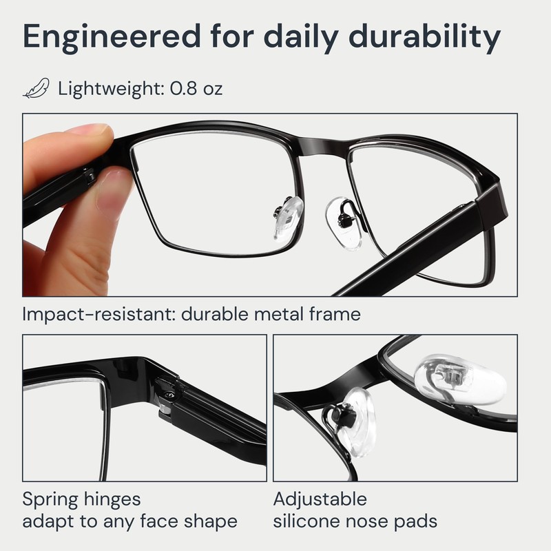 BLS Businessman Rectangular Reading Glasses - Professional Durable Readers -