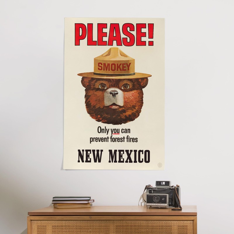 Lantern Press 24x36 Inch Giclee Print, New Mexico, Smokey Bear,