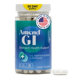Alexsyn Amend GI All-Natural Stomach Health Support 60 Capsules - Nutraceutical for Stress-Induced Ulcer Symptoms - Supports Healing and Digestive Health with Asiatica Extract & CM Chitosan