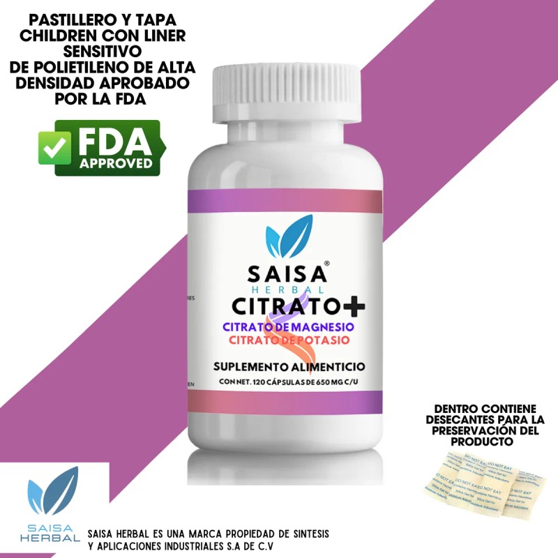 Citrato De Magnesio Y Potasio 120 Cp De 650 Mg