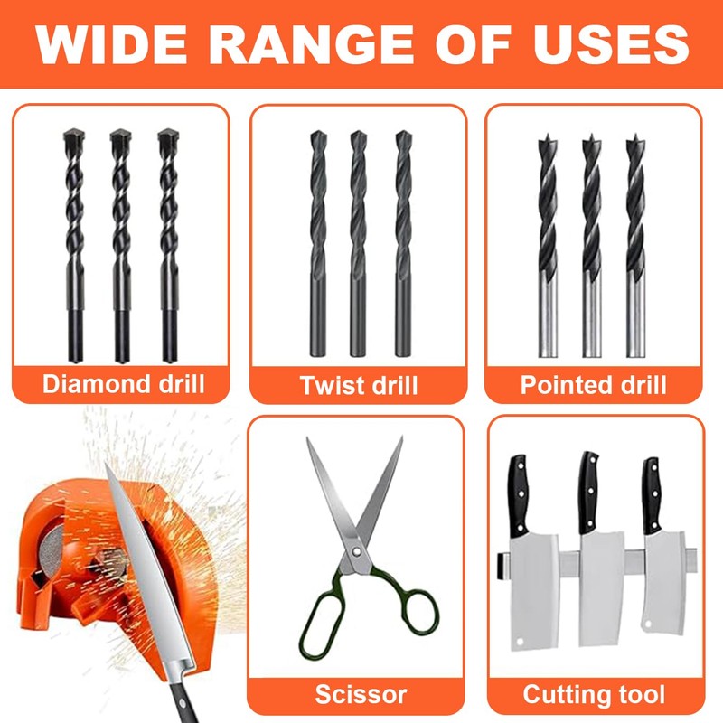 Drill Bit Sharpener, Multipurpose Grinding Tool for HSS, Carbide, Masonry,