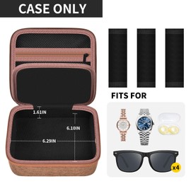 Travel Sunglass Organizer Case for Sojos/for Goodr/for Quay Polarized Sunglasses Men Women, 4 Pairs Trendy Glasses Storage Box for Retro Oval/Rectangle Aviator Shady Rays Sun Glasses(Bag Only)-Brown,S