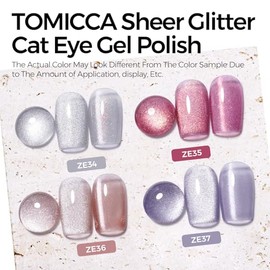 TOMICCA Cat Eyes UV Nagellack Set, 4 Farben Glitzer Rosa Gel Nagellack, UV LED Gel Nägel Polish Set für Anfänger Nagelstudio DIY Home, 8ML