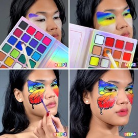 DE'LANCI Colorful EyeshadowPalette, 28 Neon Rainbow Eye Shadow Multi-Colored Metallic Shimmer Matte Makeup Bright Vivid Eye Makeup for Girls & Highly Pigmented Eyeshadow Cosmetics Daily Festival Looks