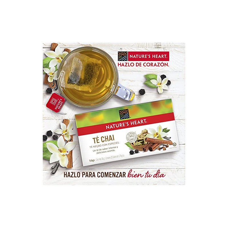 Nature's Heart Té Chai con Especias, 20 sobres