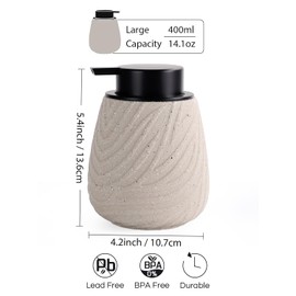 Autumnlife Ceramic Soap Dispenser - 14 oz Hand Lotion Dispenser Bathroom, Refillable Liquid Soap Dispenser with Pump, Modern Dish Dispenser Pump Bottles for Kitchen, Bathroom