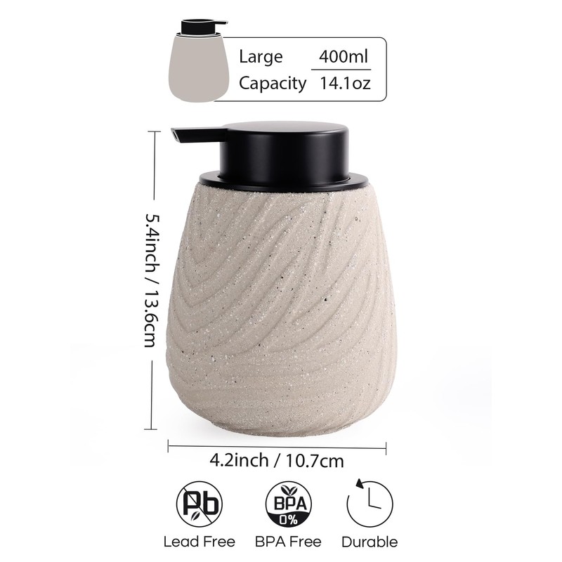 Autumnlife Ceramic Soap Dispenser - 14 oz Hand Lotion Dispenser