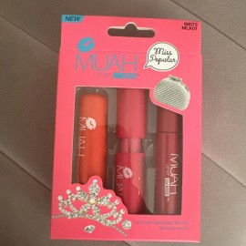 Muah 3 NEW Muah Lip Kit - Miss Popular - Lip Stain Moisture Lip Stick Tinted Lip Balm