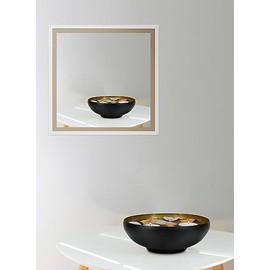Serene Spaces Living - tazón de aluminio de doble tono negro y dorado con aspecto de latón, decoración elegante para exhibición de frutas, centro de mesa, acento moderno para el hogar y eventos