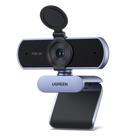 UGREEN Webcam 2K 30FPS Full HD, Cámara Web con Micrófono Dual, Campo de Vista de 80°, Enfoque Automático, Corrección Automática Luz, Plug & Play, Cámara para Transmisión, Conferencias, Llamadas, Zoom