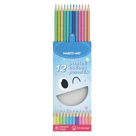 MARCO-ART Macaron Pastel Colors Colored Pencils 12 Count Set in Cardboard Box; Soft Core, Linden Wood; Professional Drawing Supplies for Kids, Adults, Artists; Coloring Oil Pencil for Art, Sketching…