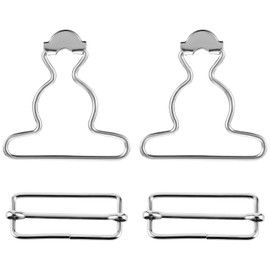 2 Pairs Overall Braces Buckles Adjustable Dungaree Clips Metal Suspender Clip Replacement with Rectangle Buckle DIY Button No-Sew Accessories for Overall Bib Pant Trousers Jeans Jacket