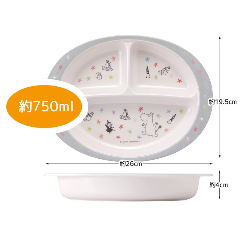 Skater M370-A Children's Plate, Melamine Lunch Plate, Moomin, Star, 25.5
