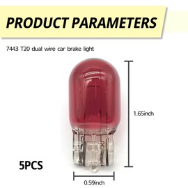 Merdege Pack of 5 T20 Bulb, Brake Light Bulbs, 12V 21/5W Plug and Play Lighting Replacement Accessories, Sutible for Cars, Trucks, SUVs (Red)