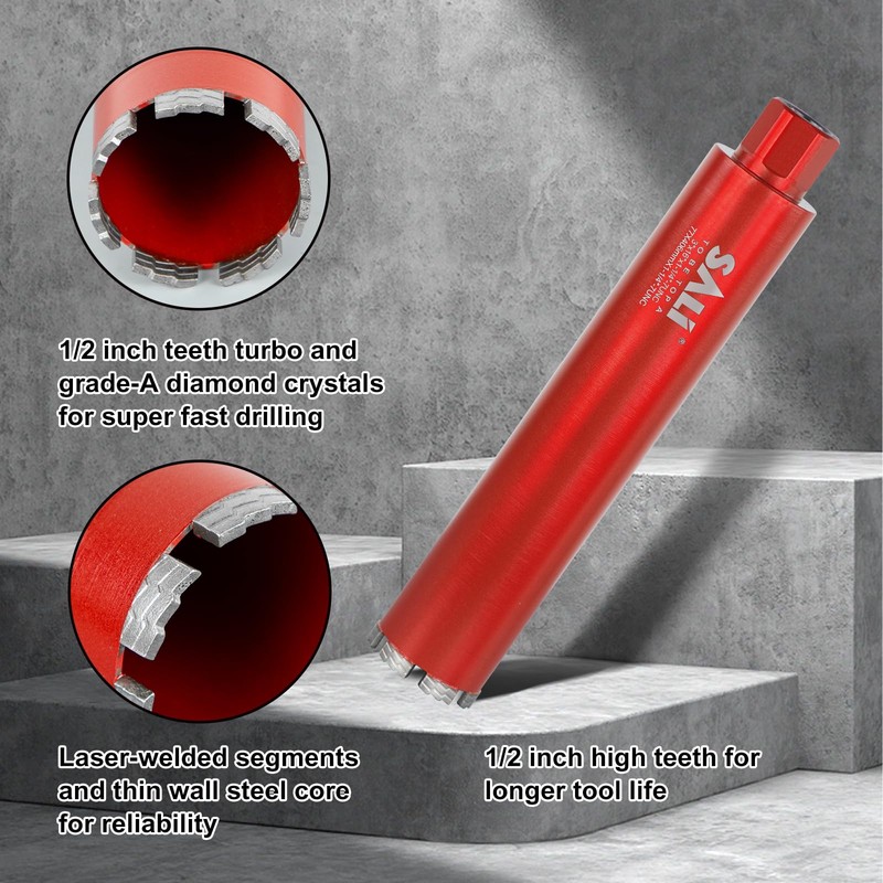 SALI Wet Diamond Core Drill Bits 3-1/2" (92mm) Diameter, 15"