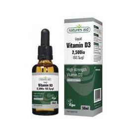 NATURES AID VITAMIN D3  2,500IU. HIGH STRENGTH VITAMIN D3. FOR THE MAINTENANCE OF NORMAL BONES, TEETH, AND MUSCLE FUNCTION 50ML