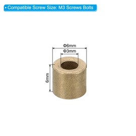 PATIKIL M3 Brass Spacers, 12 Pcs Metal Spacer Brass 3mm ID x 6mm OD x 6mm L Brass Spacers Screw Standoff for 1/8 Inch or M3 Screw